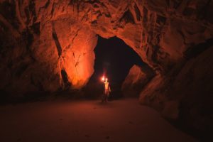 Cave with a light in it